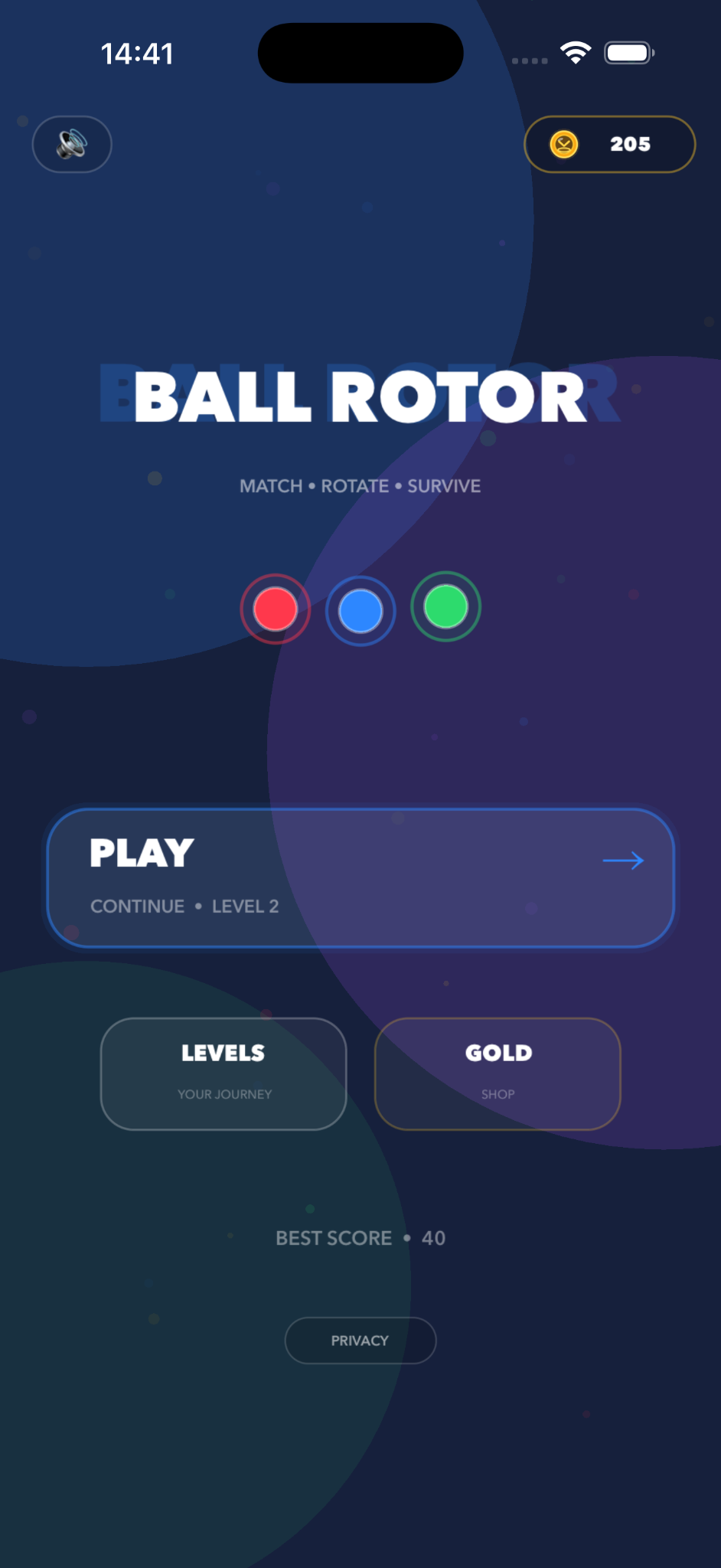 Ball Rotor main menu